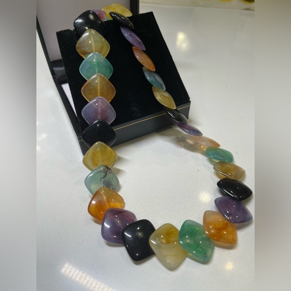 Avon Jewelry - Avon Spectrum Green and Purple Necklace with Stones
